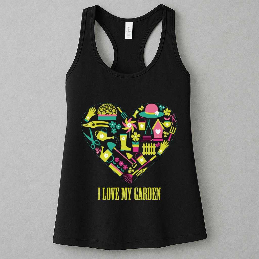 I Love My Garden Abstract Heart Womens Tank Top