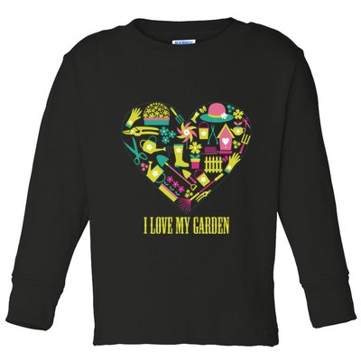I Love My Garden Abstract Heart Toddler Long Sleeve Shirt