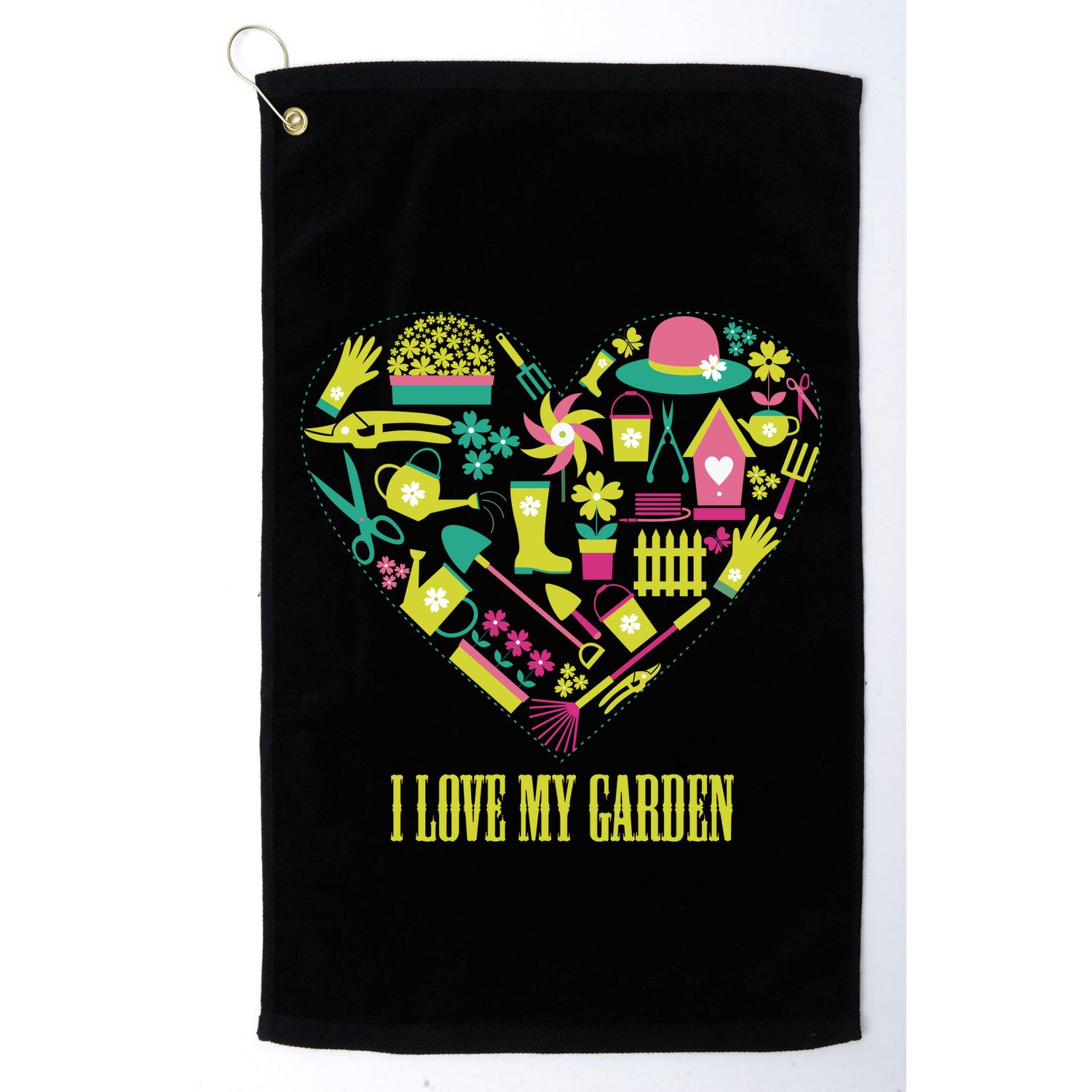 I Love My Garden Abstract Heart Golf Towel