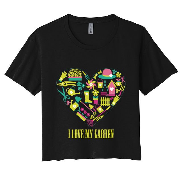 I Love My Garden Abstract Heart Women's Crop Top Tee