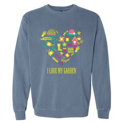 I Love My Garden Abstract Heart Garment-Dyed Sweatshirt