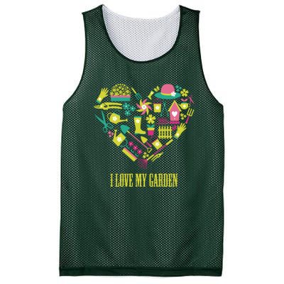 I Love My Garden Abstract Heart Mesh Reversible Basketball Jersey Tank