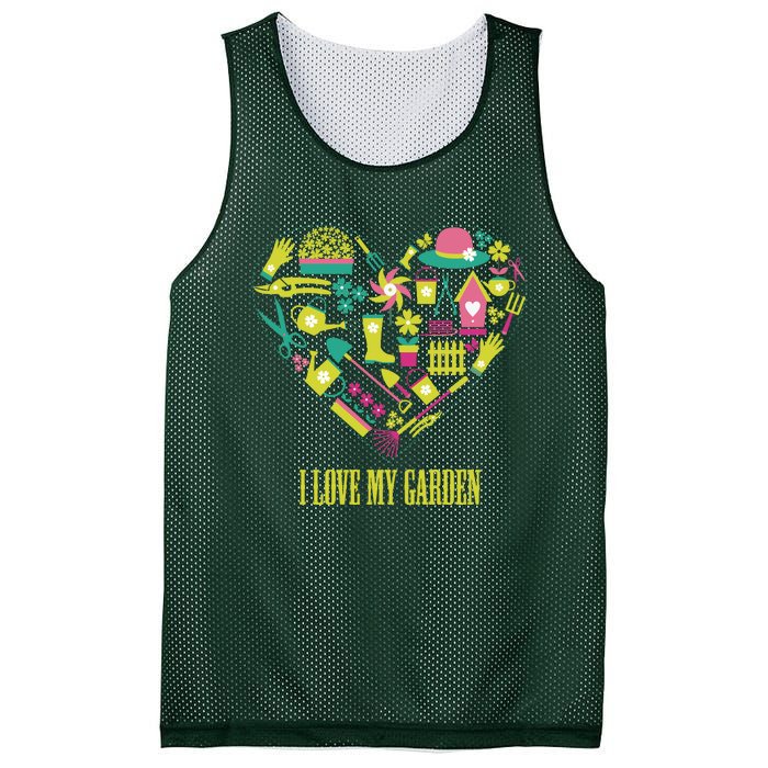 I Love My Garden Abstract Heart Mesh Reversible Basketball Jersey Tank