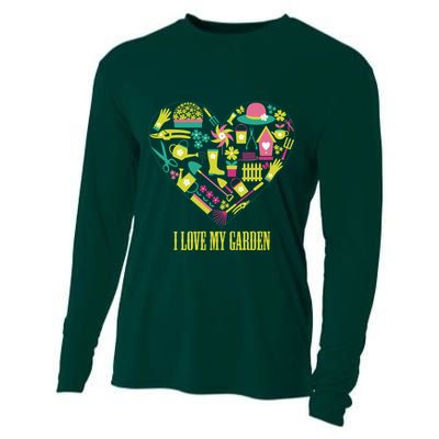 I Love My Garden Abstract Heart Cooling Performance Long Sleeve Crew