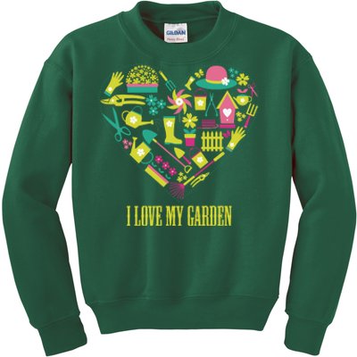 I Love My Garden Abstract Heart Kids Sweatshirt