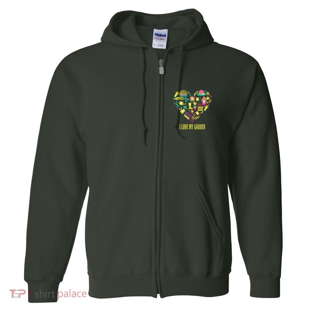 I Love My Garden Abstract Heart Full Zip Hoodie