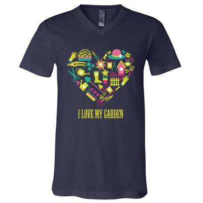 I Love My Garden Abstract Heart V-Neck T-Shirt