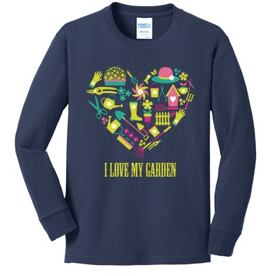 I Love My Garden Abstract Heart Kids Long Sleeve Shirt