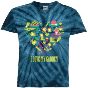 I Love My Garden Abstract Heart Kids Tie-Dye T-Shirt