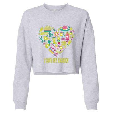 I Love My Garden Abstract Heart Cropped Pullover Crew