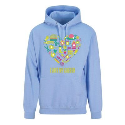 I Love My Garden Abstract Heart Unisex Surf Hoodie