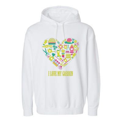 I Love My Garden Abstract Heart Garment-Dyed Fleece Hoodie