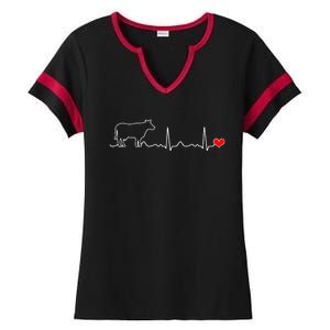 I Love My Cow Valve Ekg Heartbeat Heart Patient Ladies Halftime Notch Neck Tee