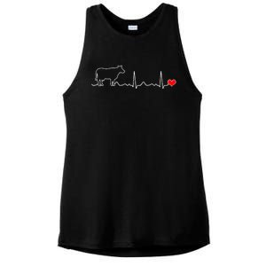 I Love My Cow Valve Ekg Heartbeat Heart Patient Ladies PosiCharge Tri-Blend Wicking Tank