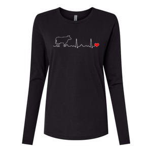 I Love My Cow Valve Ekg Heartbeat Heart Patient Womens Cotton Relaxed Long Sleeve T-Shirt