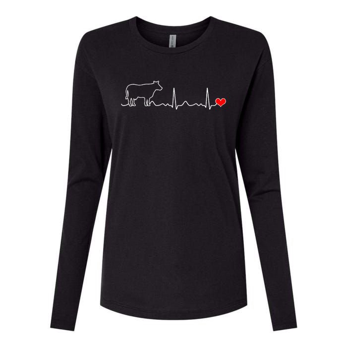 I Love My Cow Valve Ekg Heartbeat Heart Patient Womens Cotton Relaxed Long Sleeve T-Shirt