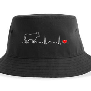 I Love My Cow Valve Ekg Heartbeat Heart Patient Sustainable Bucket Hat