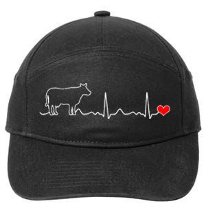 I Love My Cow Valve Ekg Heartbeat Heart Patient 7-Panel Snapback Hat