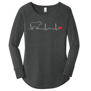 I Love My Cow Valve Ekg Heartbeat Heart Patient Women's Perfect Tri Tunic Long Sleeve Shirt