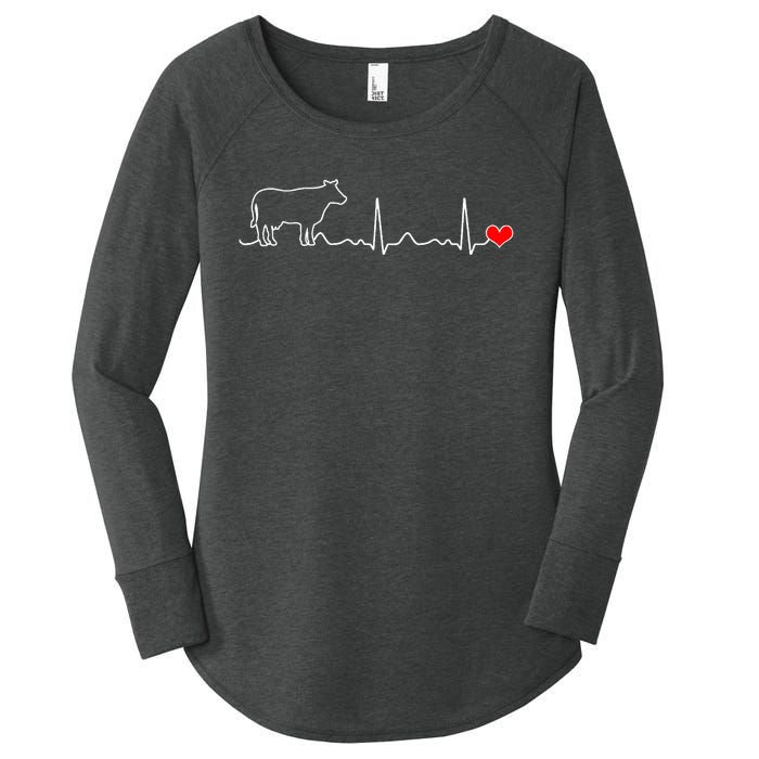 I Love My Cow Valve Ekg Heartbeat Heart Patient Women's Perfect Tri Tunic Long Sleeve Shirt