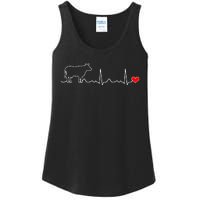 I Love My Cow Valve Ekg Heartbeat Heart Patient Ladies Essential Tank