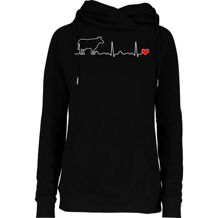 I Love My Cow Valve Ekg Heartbeat Heart Patient Womens Funnel Neck Pullover Hood