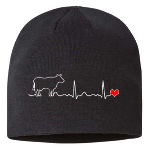 I Love My Cow Valve Ekg Heartbeat Heart Patient Sustainable Beanie