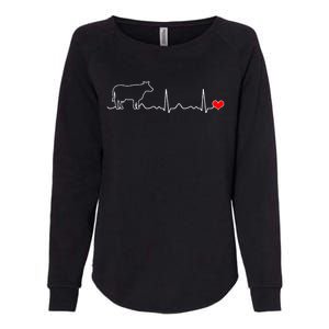 I Love My Cow Valve Ekg Heartbeat Heart Patient Womens California Wash Sweatshirt