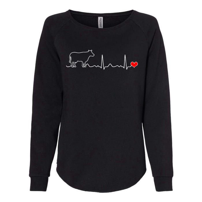 I Love My Cow Valve Ekg Heartbeat Heart Patient Womens California Wash Sweatshirt