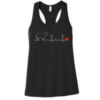 I Love My Cow Valve Ekg Heartbeat Heart Patient Women's Racerback Tank