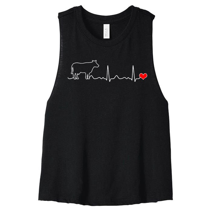 I Love My Cow Valve Ekg Heartbeat Heart Patient Women's Racerback Cropped Tank