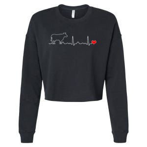 I Love My Cow Valve Ekg Heartbeat Heart Patient Cropped Pullover Crew