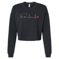 I Love My Cow Valve Ekg Heartbeat Heart Patient Cropped Pullover Crew