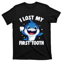 I Lost My First Tooth Tooth Fairy Teeth Out Funny Shark T-Shirt