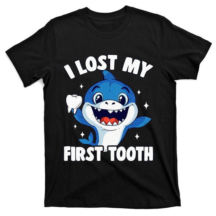 I Lost My First Tooth Tooth Fairy Teeth Out Funny Shark T-Shirt