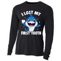 I Lost My First Tooth Tooth Fairy Teeth Out Funny Shark Cooling Performance Long Sleeve Crew