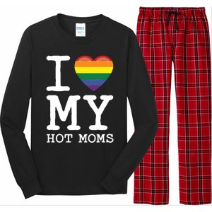 I Love My Hot Moms Rainbow Heart Son Daughter Gay Homosexual Gift Long Sleeve Pajama Set