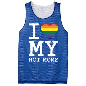 I Love My Hot Moms Rainbow Heart Son Daughter Gay Homosexual Gift Mesh Reversible Basketball Jersey Tank