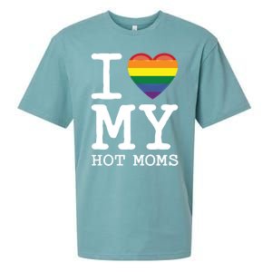 I Love My Hot Moms Rainbow Heart Son Daughter Gay Homosexual Gift Sueded Cloud Jersey T-Shirt