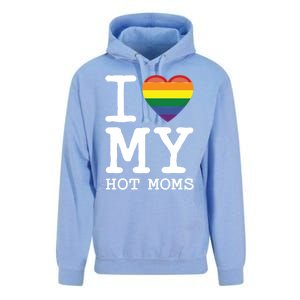 I Love My Hot Moms Rainbow Heart Son Daughter Gay Homosexual Gift Unisex Surf Hoodie