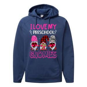 I Love My Preschool Gnomies Valentines Day Gnome Teacher Cute Gift Performance Fleece Hoodie