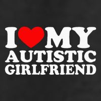 I Love My Autistic Girlfriend I Heart My Gf With Autism 7 Panel Mesh Trucker Snapback Hat