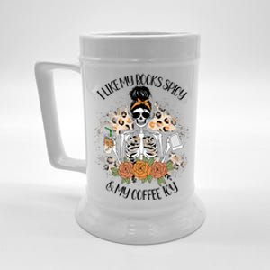 I Like My Books Spicy And My Coffee Icy Skeleton Beer Stein