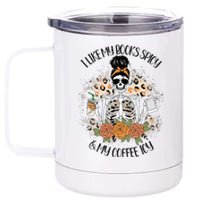 I Like My Books Spicy And My Coffee Icy Skeleton 12 oz Stainless Steel Tumbler Cup