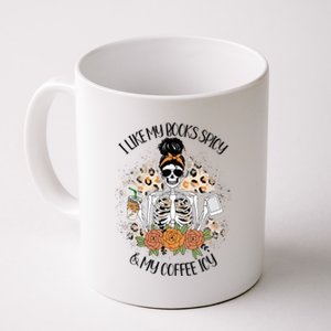 I Like My Books Spicy And My Coffee Icy Skeleton Coffee Mug