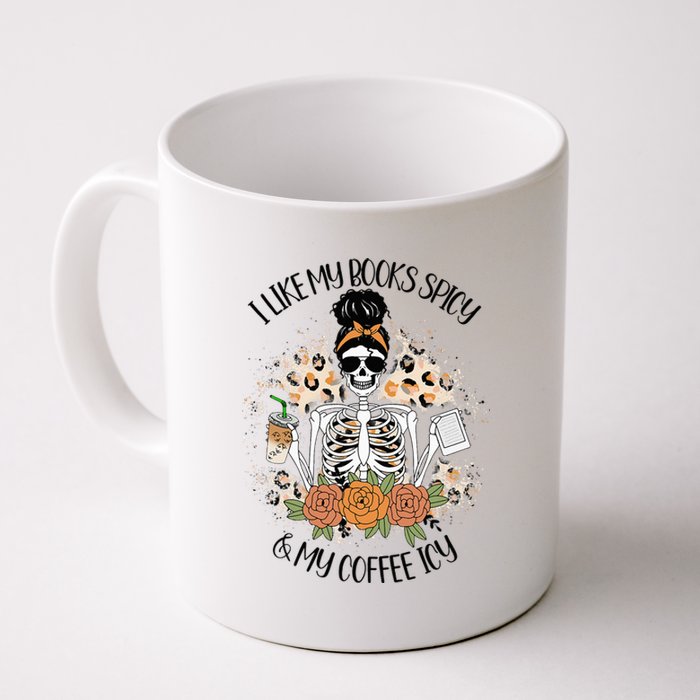 I Like My Books Spicy And My Coffee Icy Skeleton Coffee Mug