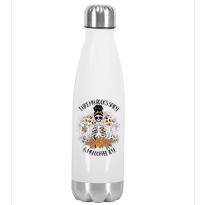 I Like My Books Spicy And My Coffee Icy Skeleton Stainless Steel Insulated Water Bottle