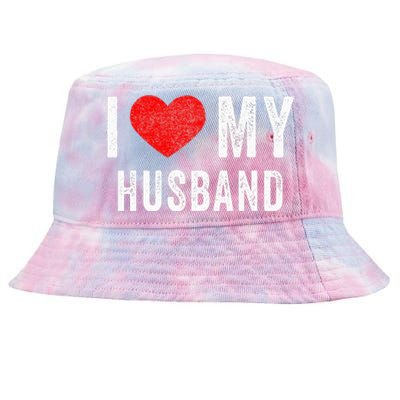 I Love My Husband Couples Matching Valentines Day Tie-Dyed Bucket Hat