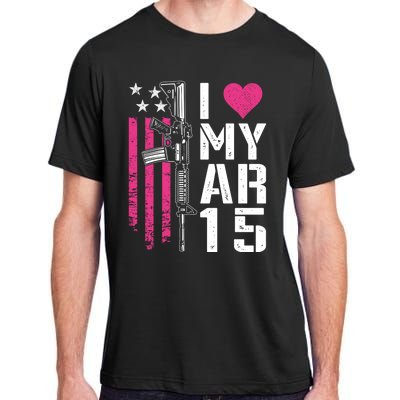 I Love My Ar15 Gift Pink Argift15 Rifle Owner Usa Flag Great Gift Adult ChromaSoft Performance T-Shirt