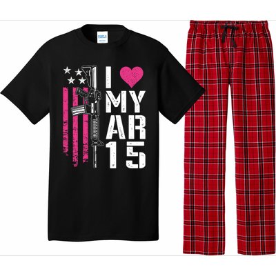 I Love My Ar15 Gift Pink Argift15 Rifle Owner Usa Flag Great Gift Pajama Set